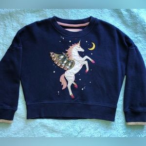 Mini Boden unicorn appliqué sweatshirt